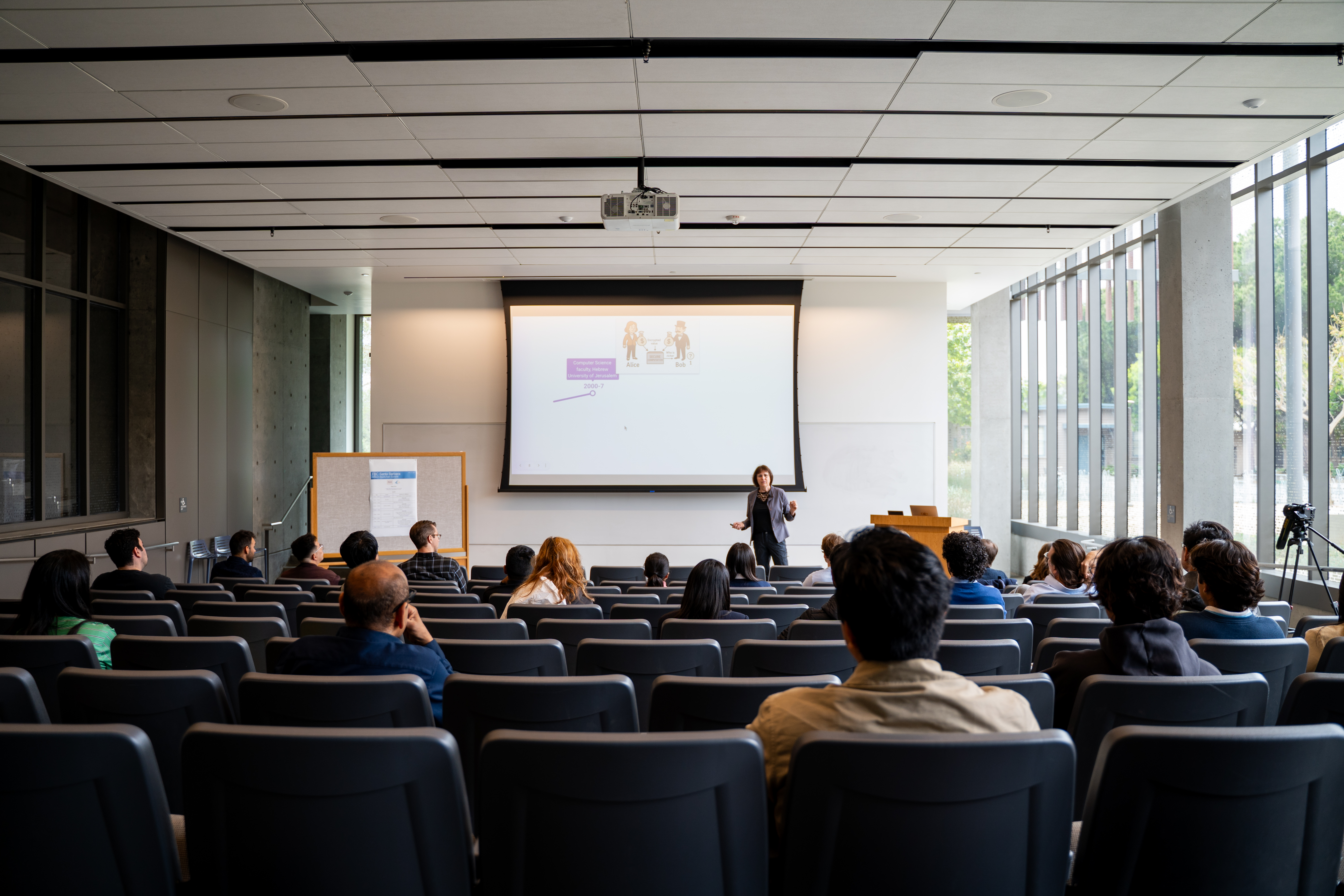 Professor Dahlia Malkhi (UCSB Computer Science) presenting opening remarks