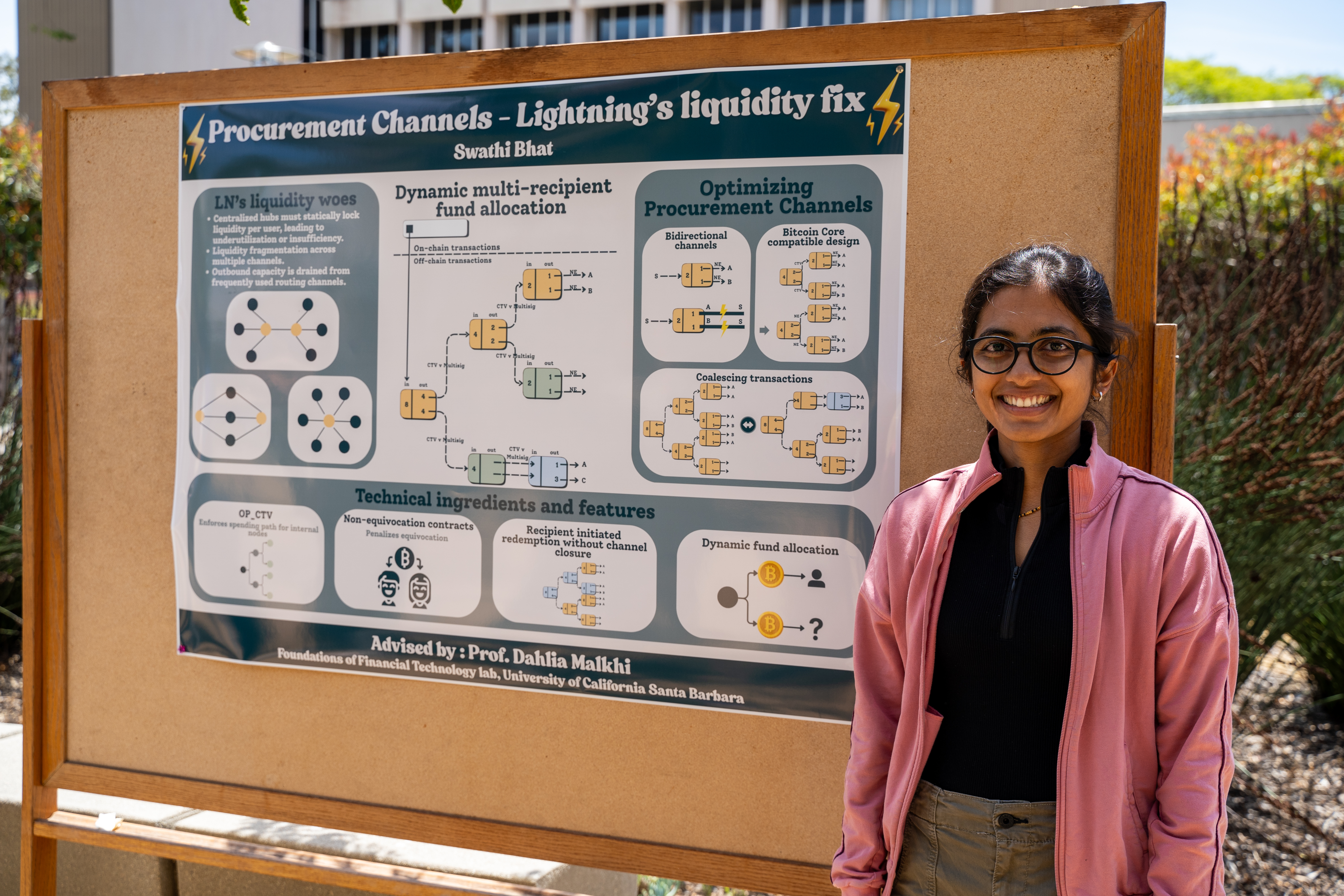 Swathi Bhat presenting her poster on her MS project, Procurement Channels.